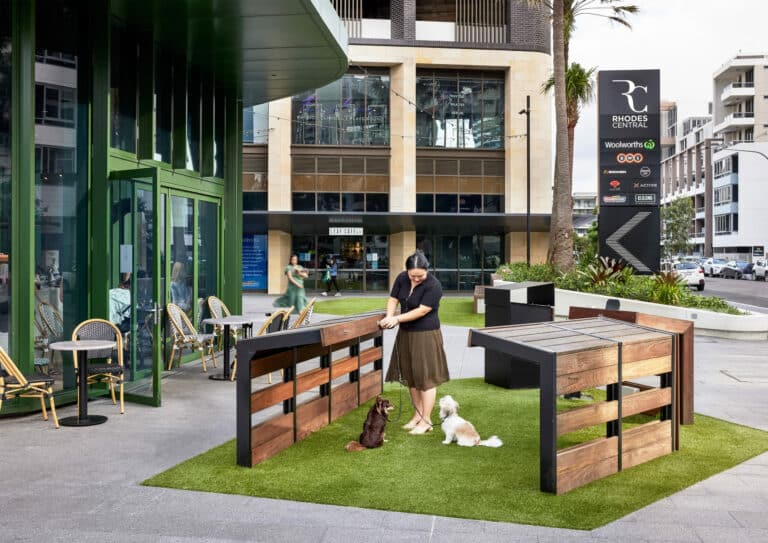 Rhodes-Central_Retail_pet-friendly-parking-station-and-entry-plaza-scaled