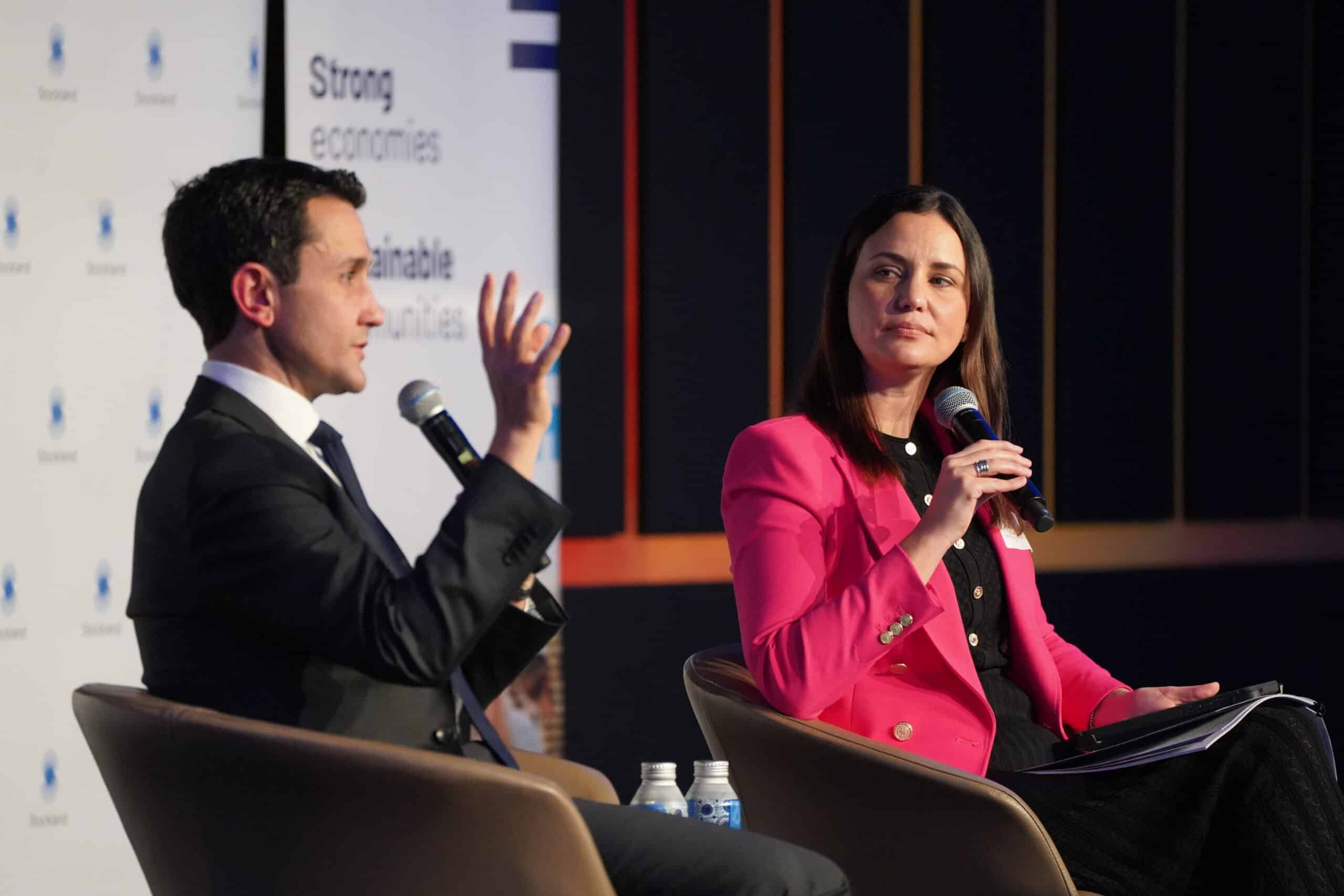 Queensland Premier David Crisafulli and Property Council QLD Executive Director Jess Caire